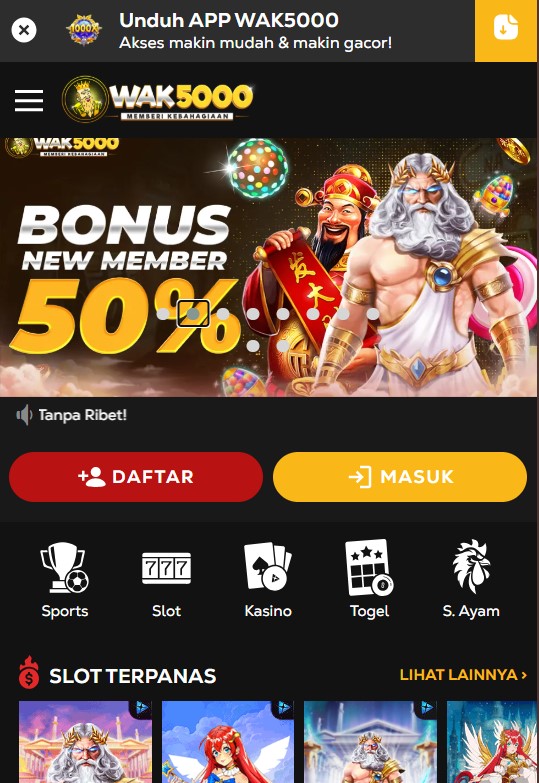Tampilan Resmi Situs WAK5000